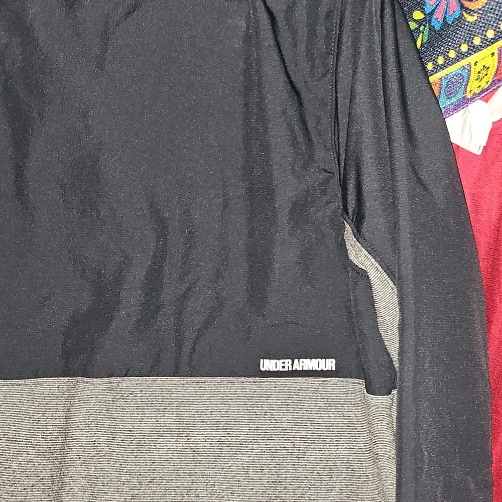 EUC Barely Worn Under Armour Boy's Black and Gray Zip-Up Pullover W/Pockets - Picture 4 of 4